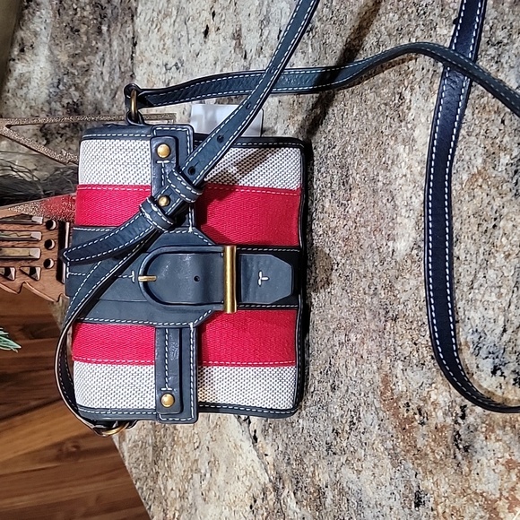 Tory Burch Handbags - TORY BURCH EUC Maritime Stripe Crossbody Bag, Navy/Ivory/Red